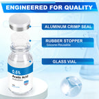 Acetic Acid Solution 0.6% Acetic Acid 10mL Clear Glass Vials Blue and White Packaging Detail 2