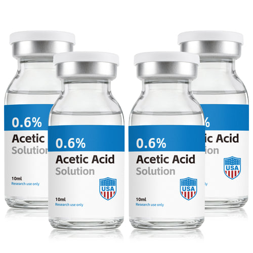 Acetic Acid Solution 0.6% Acetic Acid 10mL Clear Glass Vials Blue and White Packaging Pack of 4