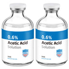 Acetic Acid Solution 0.6% Acetic Acid 50mL Clear Glass Vials Blue and White Packaging Pack of 2