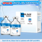 Acetic Acid Solution 0.6% Acetic Acid 50mL Clear Glass Vials Blue and White Packaging 2