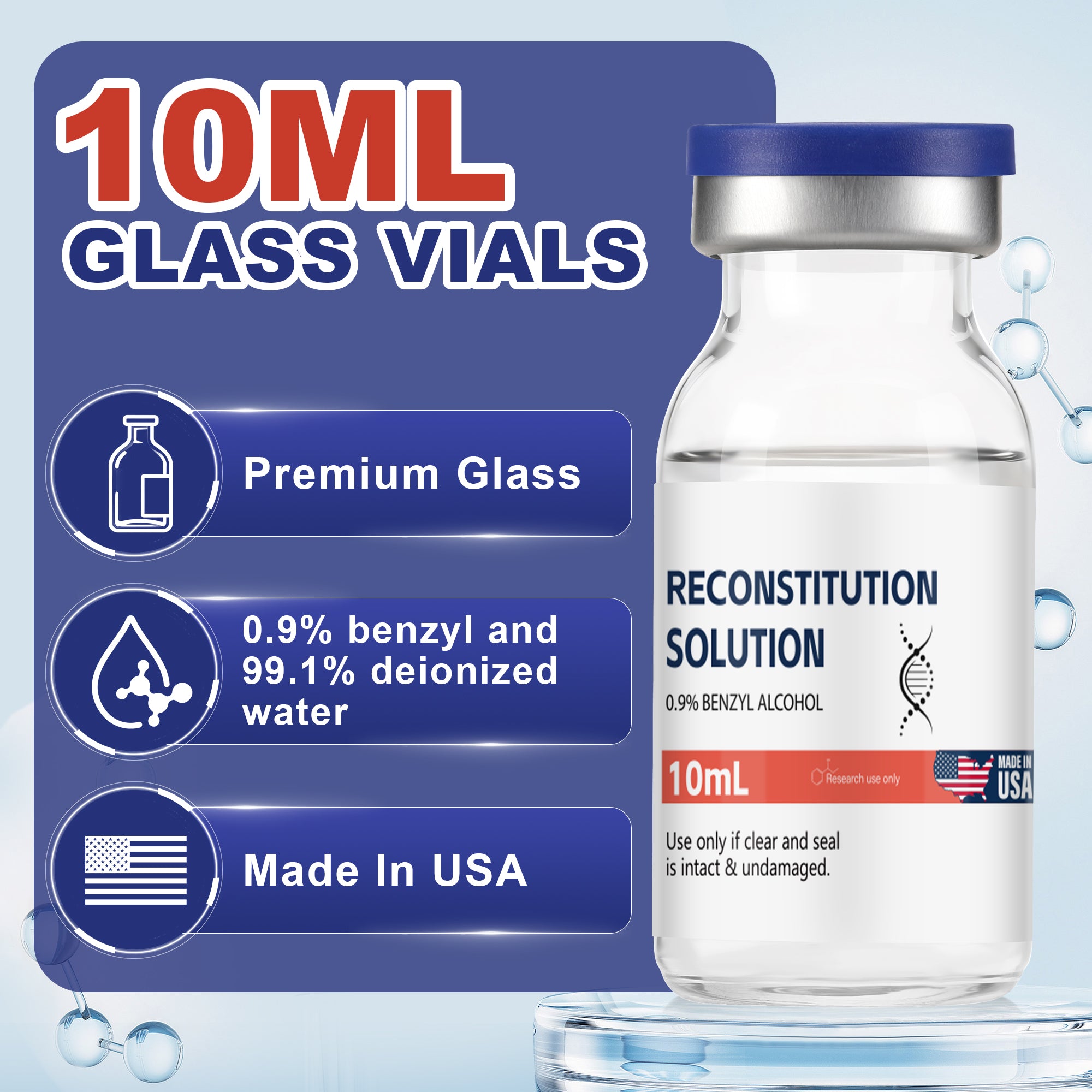 Reconstitution Solution 0.9% Benzyl Alcohol 10mL Vials Orange Packaging Detail 1