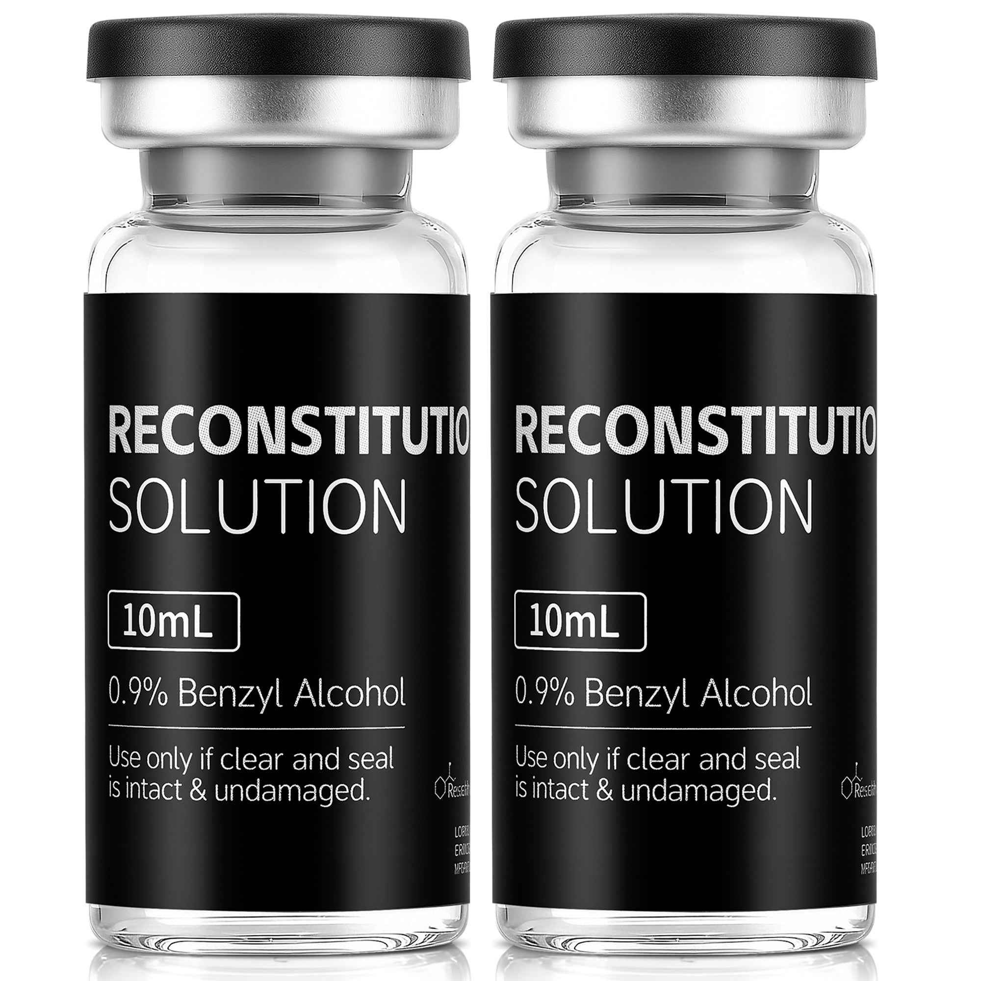 Reconstitution Solution 0.9% Benzyl Alcohol 10mL tall vials Black Packaging Pack of 2