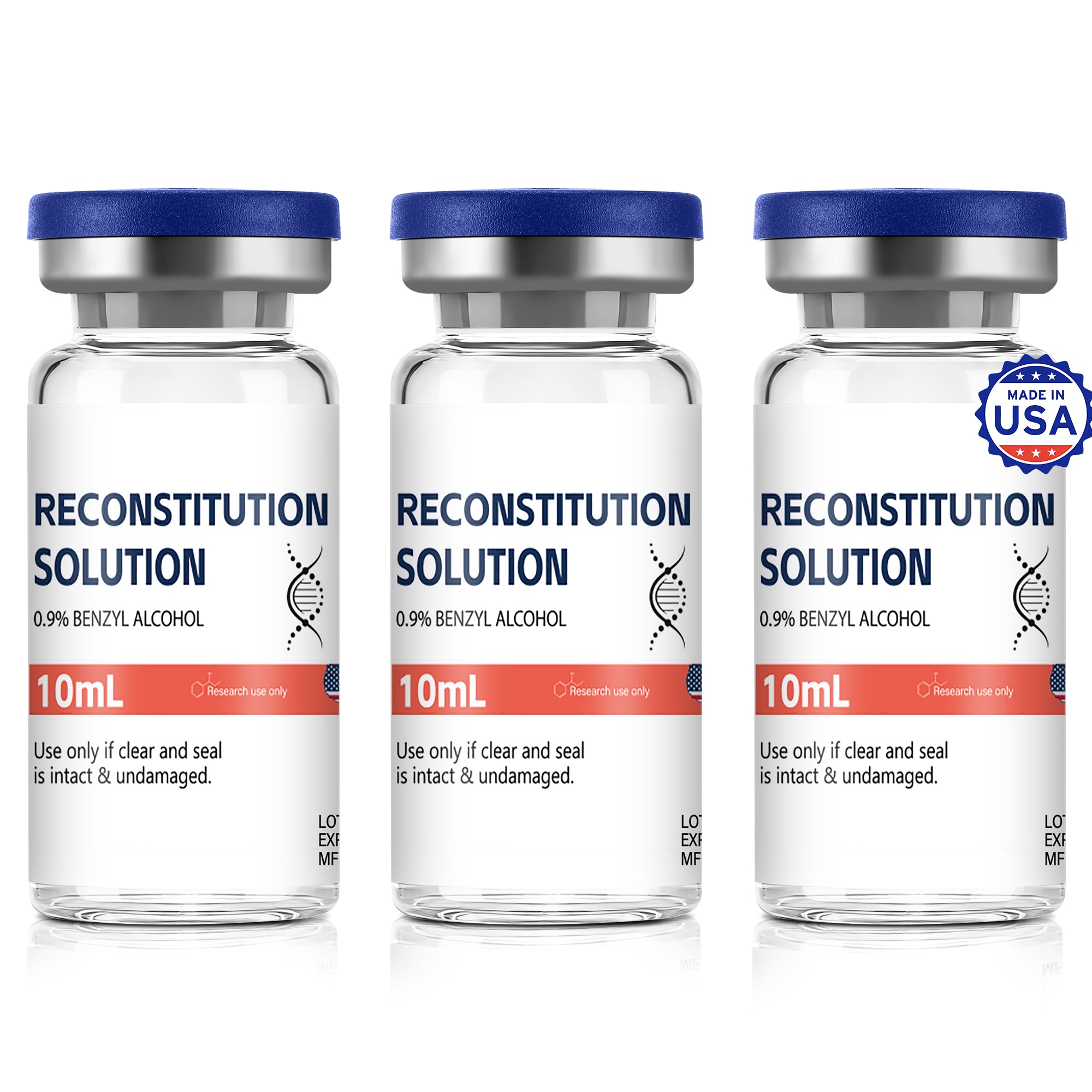 Reconstitution Solution 0.9% Benzyl Alcohol 10mL Tall Vials Orange Packaging Pack of 3