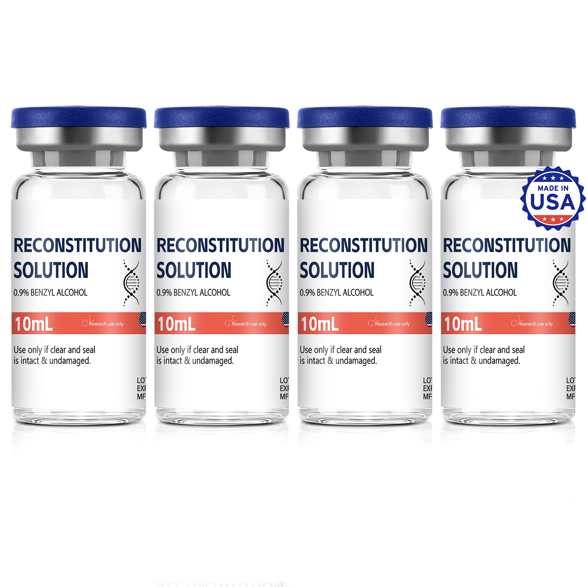 Reconstitution Solution 0.9% Benzyl Alcohol 10mL Tall Vials Orange Packaging Pack of 4