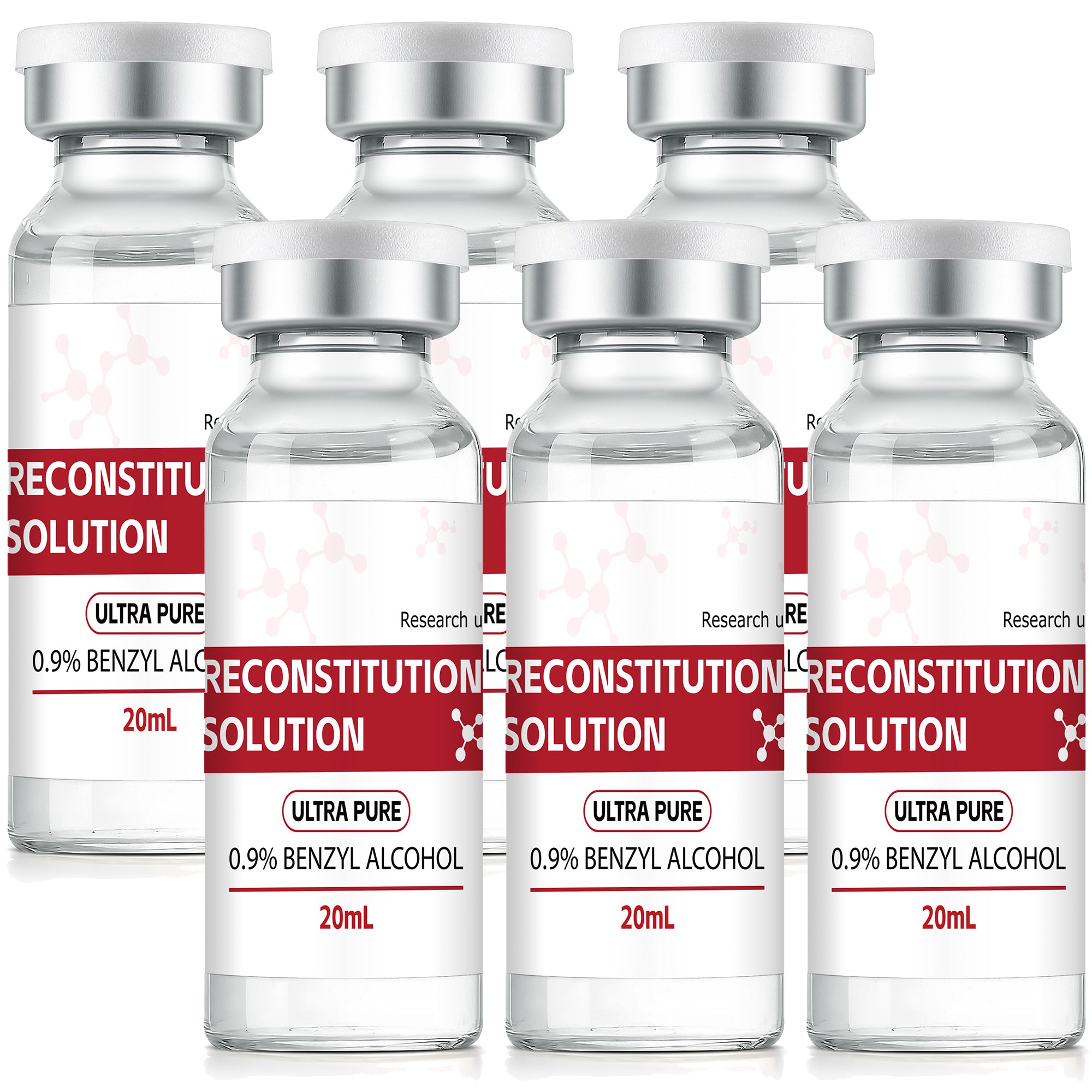 Reconstitution Solution 0.9% Benzyl Alcohol 20mL Tall Vials Light Red Packaging Pack of 6