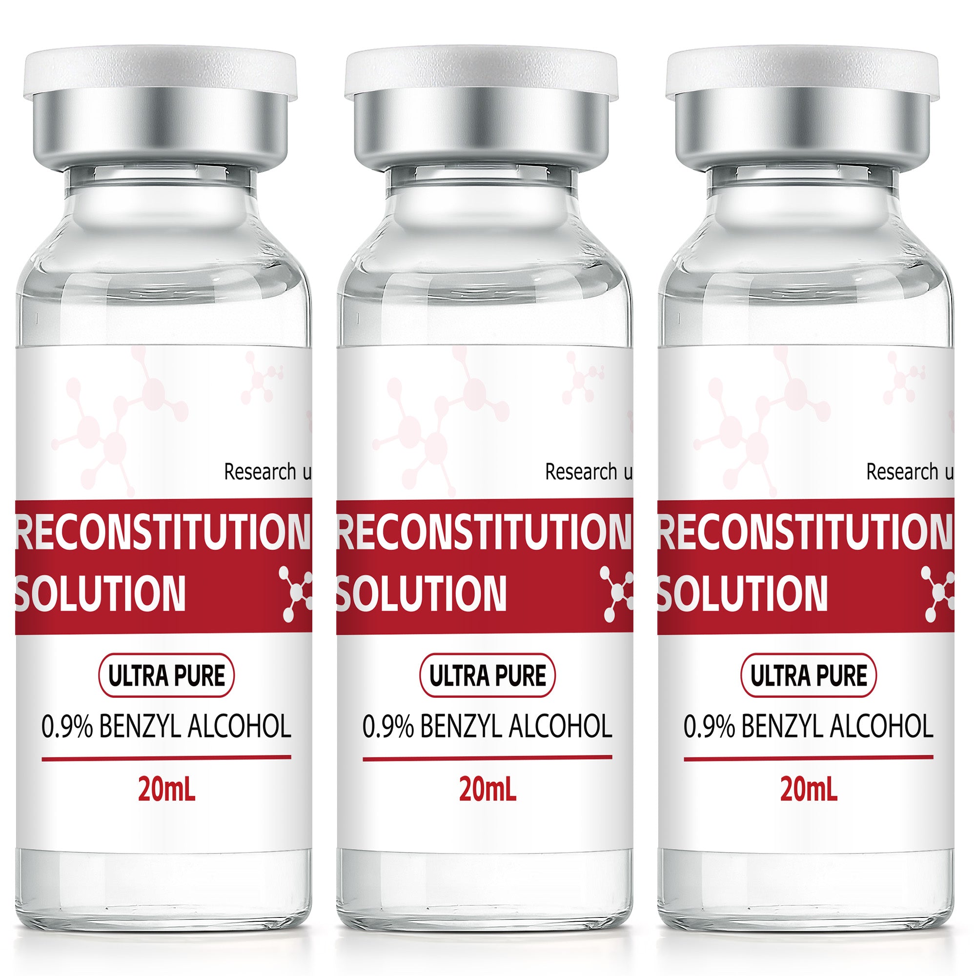 Reconstitution Solution 0.9% Benzyl Alcohol 20mL Tall Vials Light Red Packaging Pack of 3