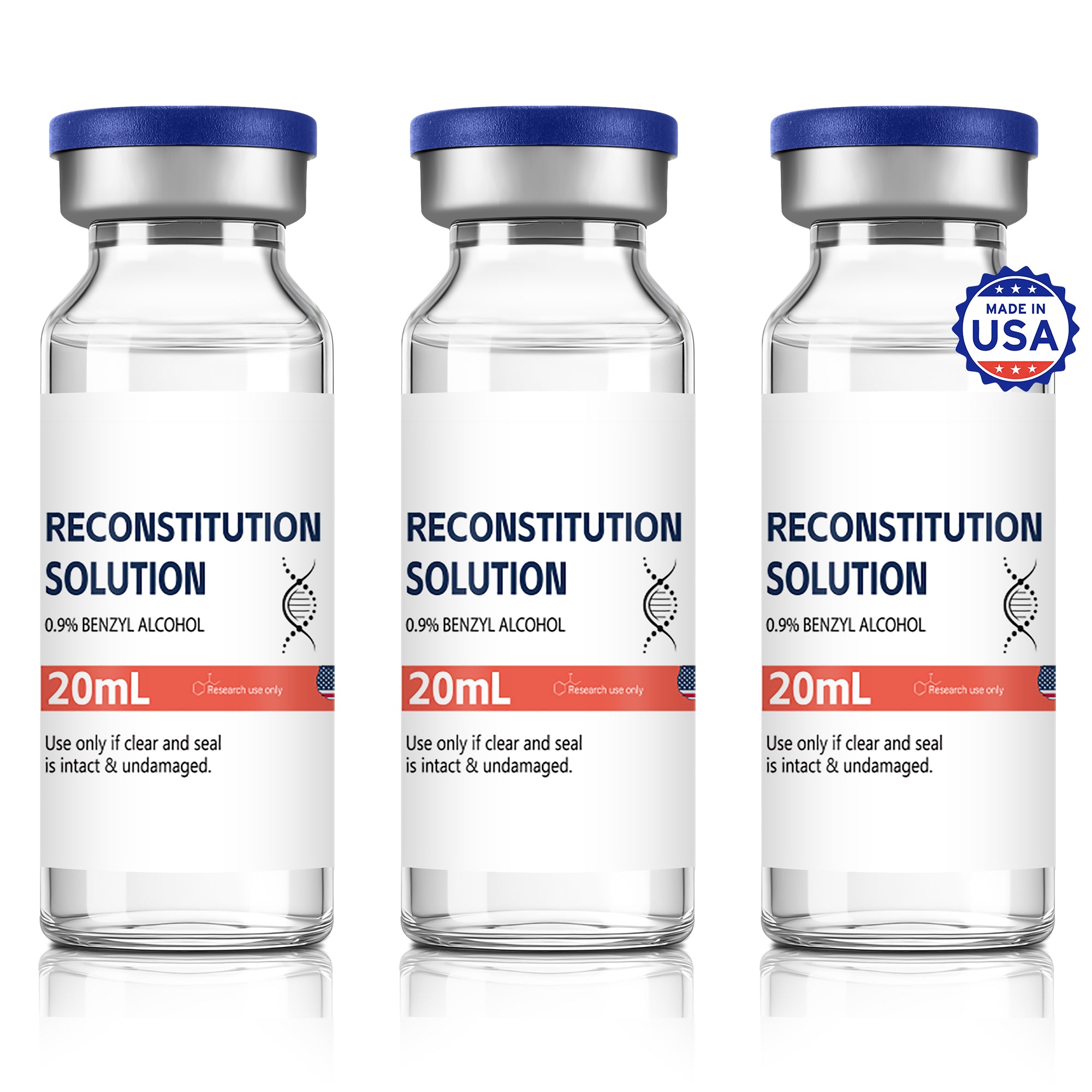Reconstitution Solution 0.9% Benzyl Alcohol 20mL Tall Vials Orange Packaging Pack of 3