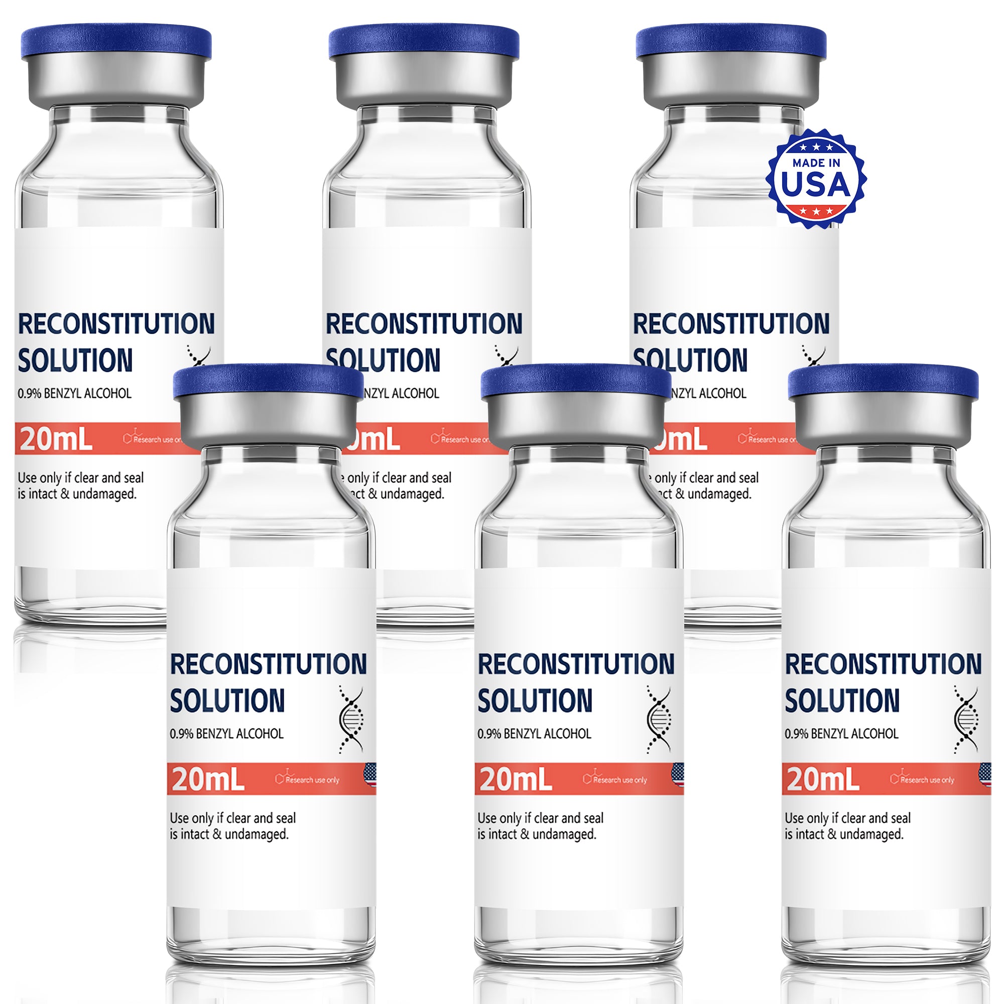 Reconstitution Solution 0.9% Benzyl Alcohol 20mL Tall Vials Orange Packaging Pack of 6