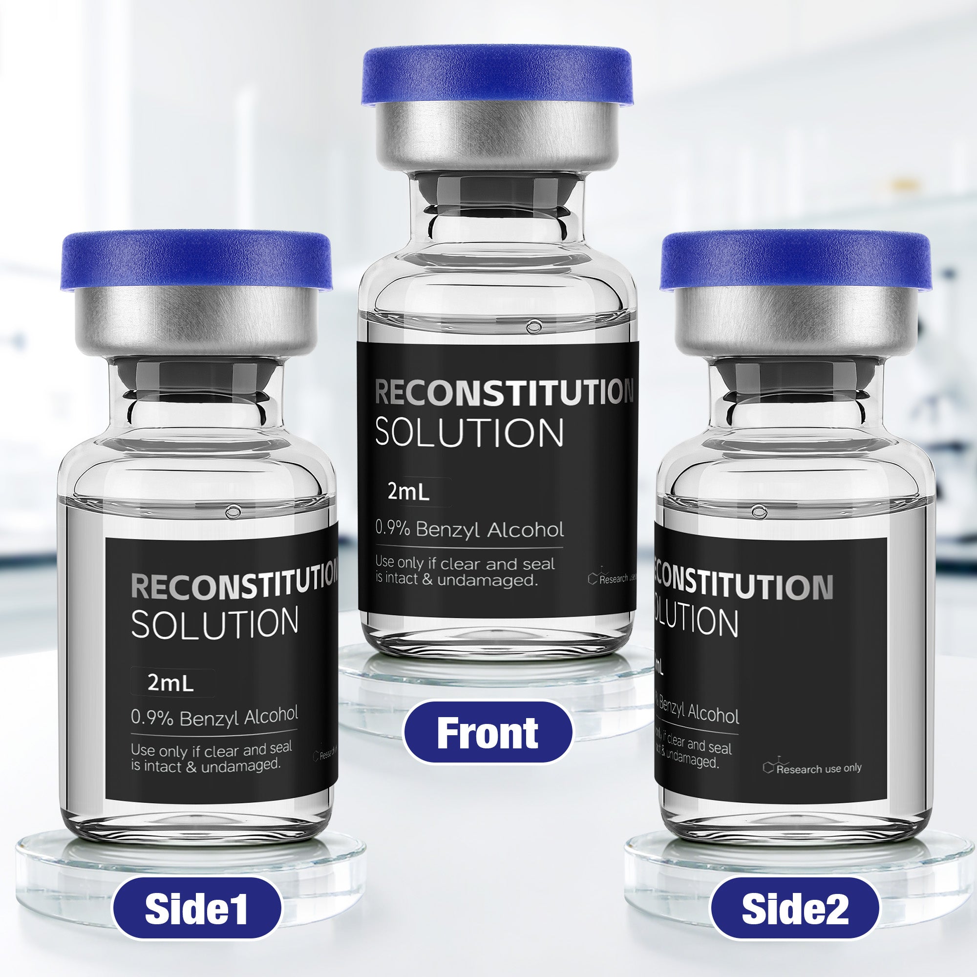 Reconstitution Solution 0.9% Benzyl Alcohol 2mL Vials Black Packaging Detail 4