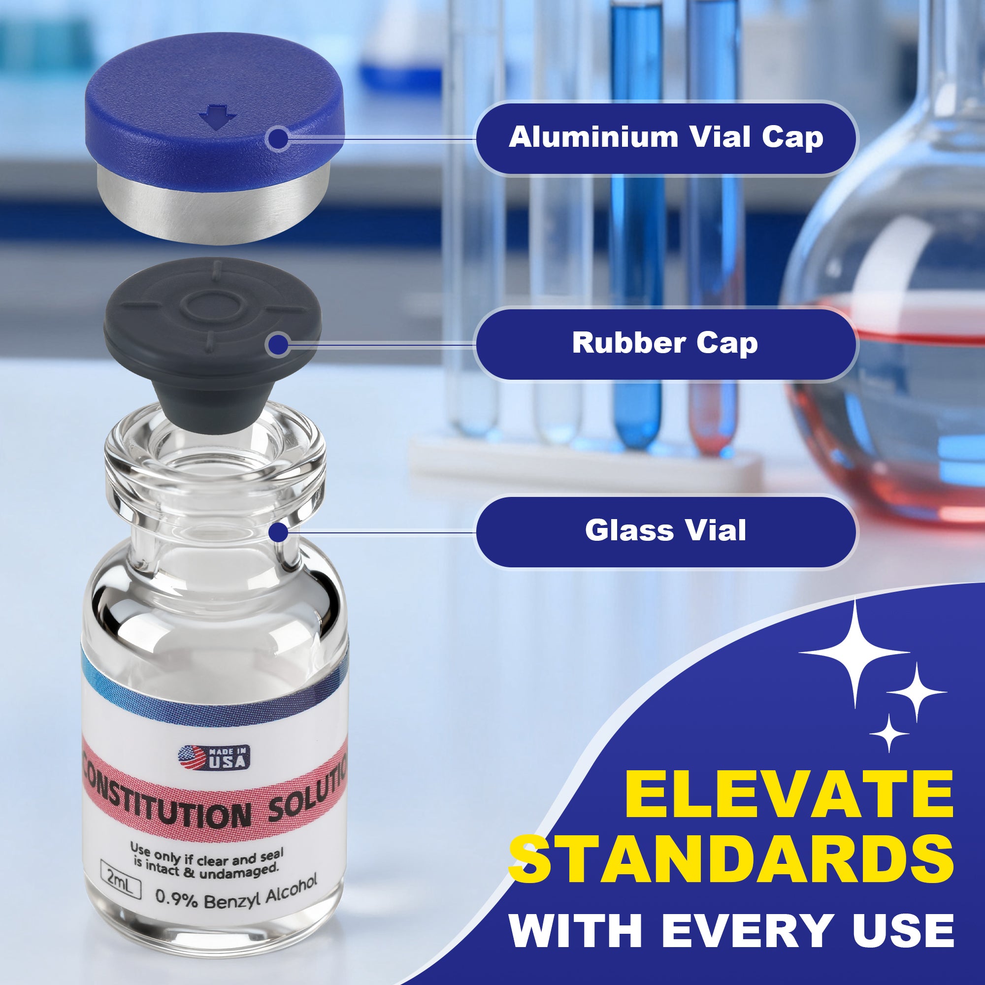 Reconstitution Solution 0.9% Benzyl Alcohol 2mL Vials Navy Blue Packaging Detail 2