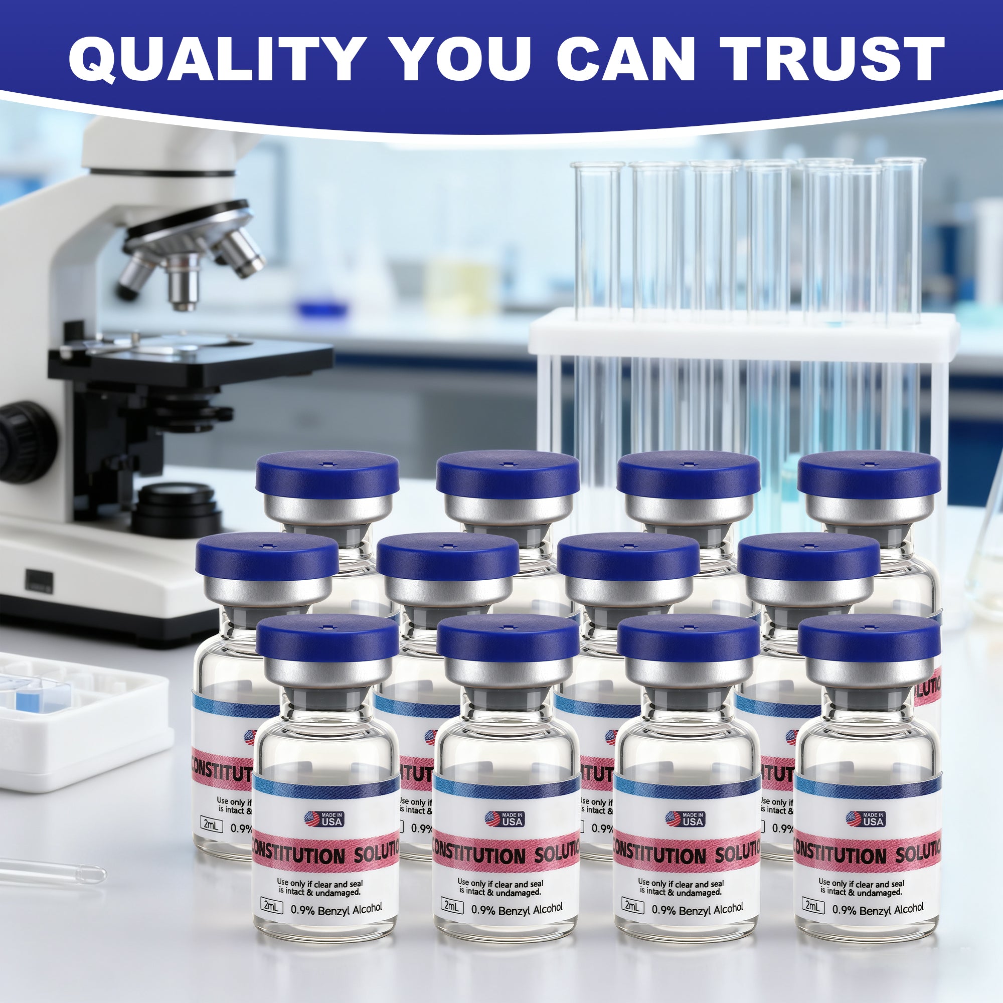 Reconstitution Solution 0.9% Benzyl Alcohol 2mL Vials Navy Blue Packaging Detail 3