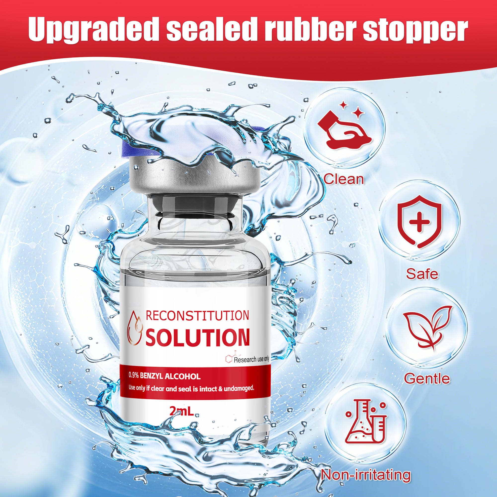 Reconstitution Solution 0.9% Benzyl Alcohol 2mL Vials Red Packaging Detail 1