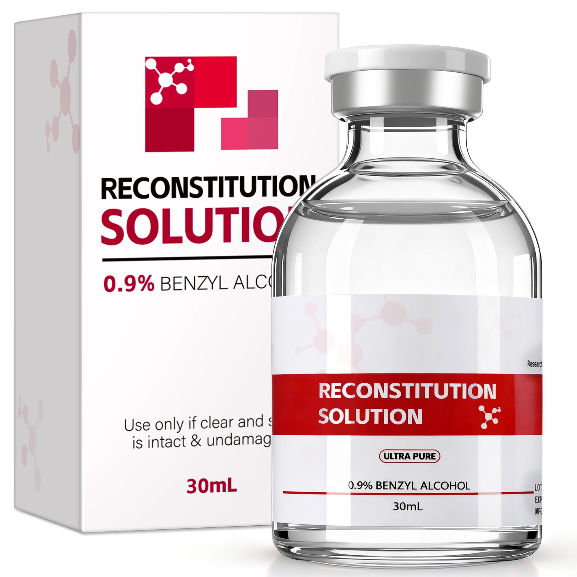 Reconstitution Solution 0.9% Benzyl Alcohol 30mL Vial Light Red Packaging 1