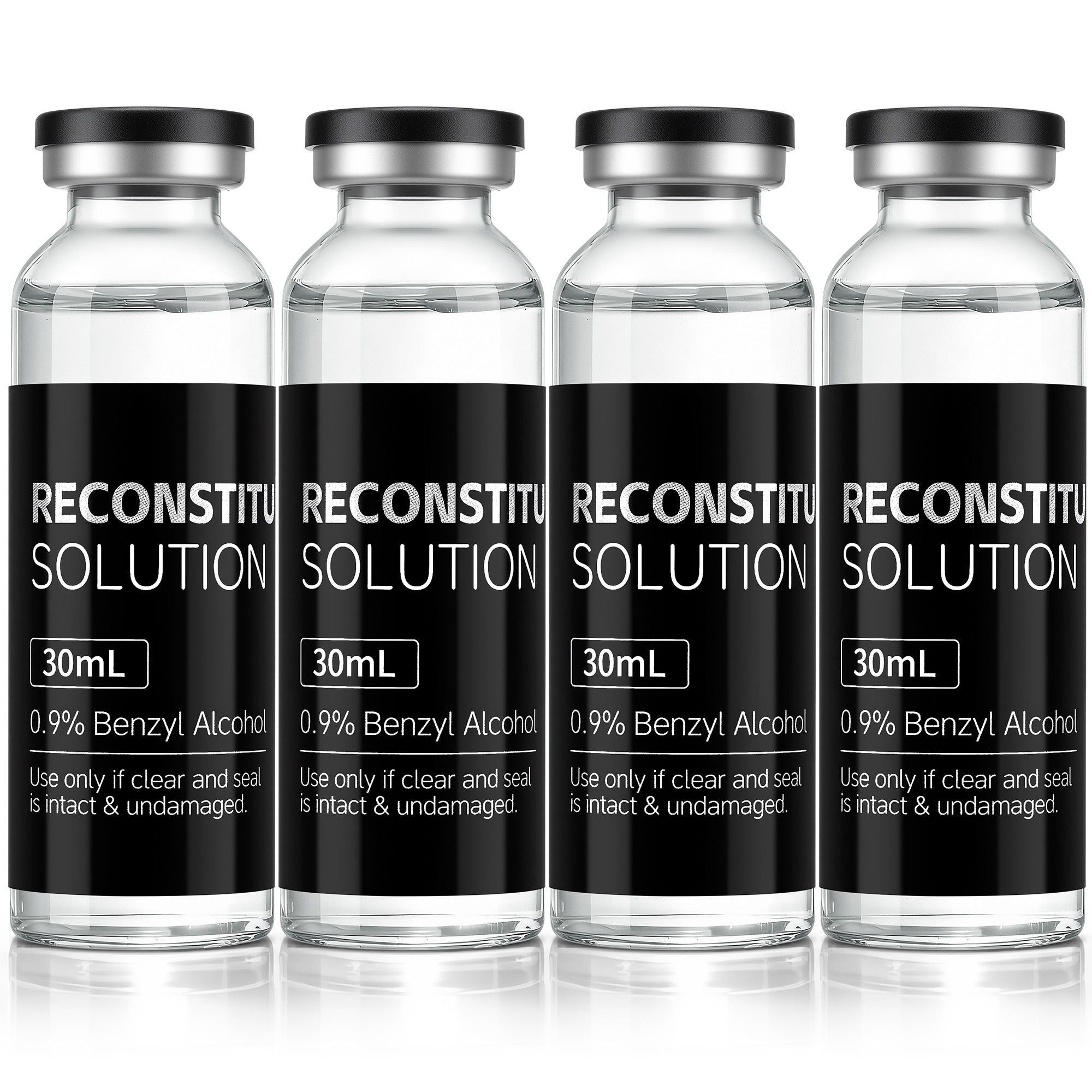 Reconstitution Solution 0.9% Benzyl Alcohol 30mL Tall Vials Black Packaging Pack of 4