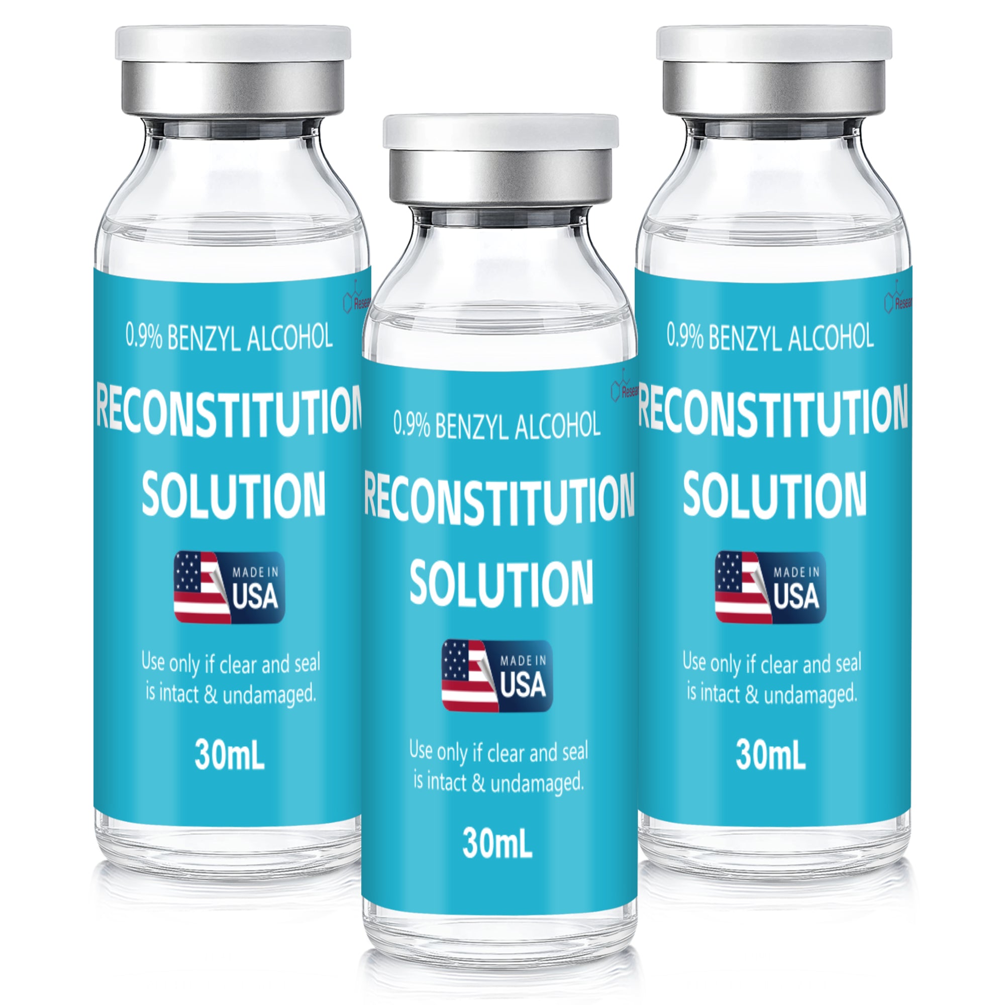 Reconstitution Solution 0.9% Benzyl Alcohol 30mL Tall Vials Dark Blue Packaging Pack of 3