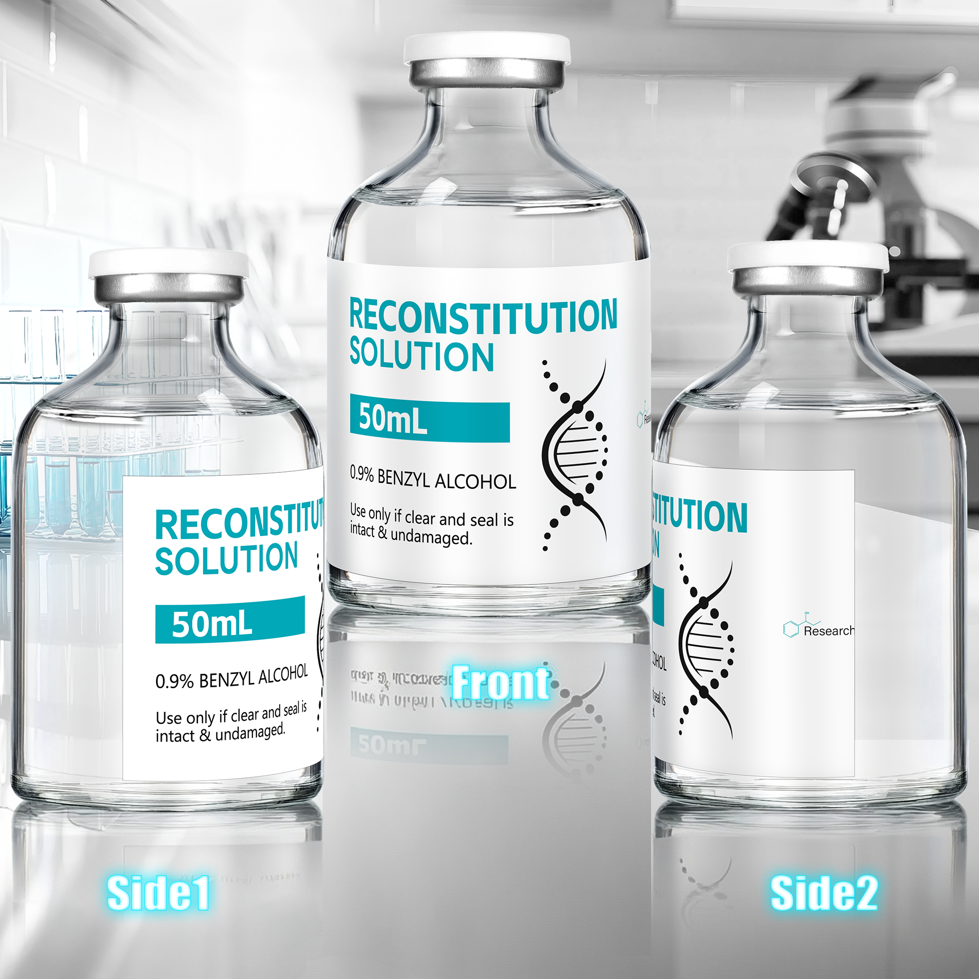 Reconstitution Solution 0.9% Benzyl Alcohol 50mL vial Peacock Blue Packaging Detail 2