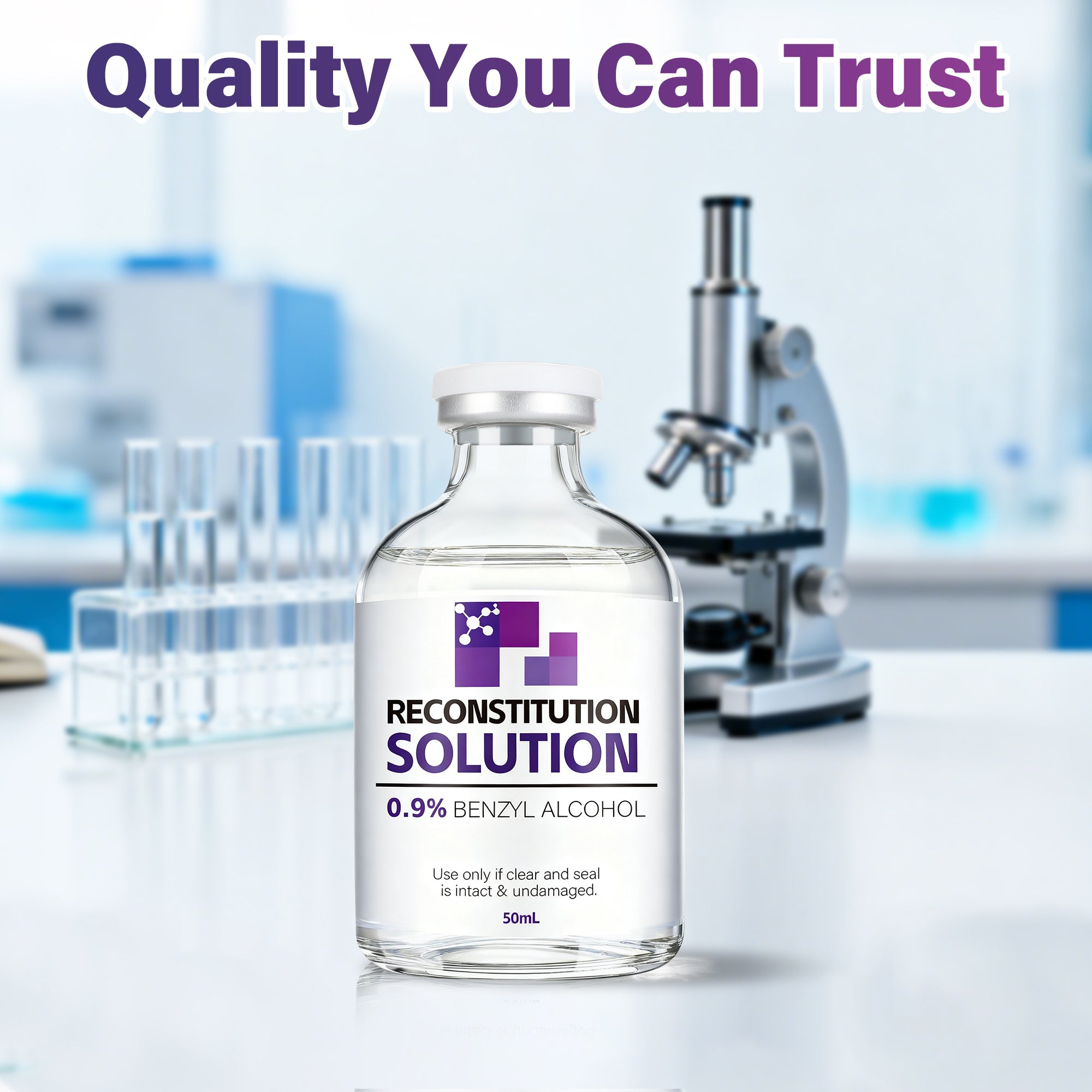 Reconstitution Solution 0.9% Benzyl Alcohol 50mL vial Purple Packaging Detail 2