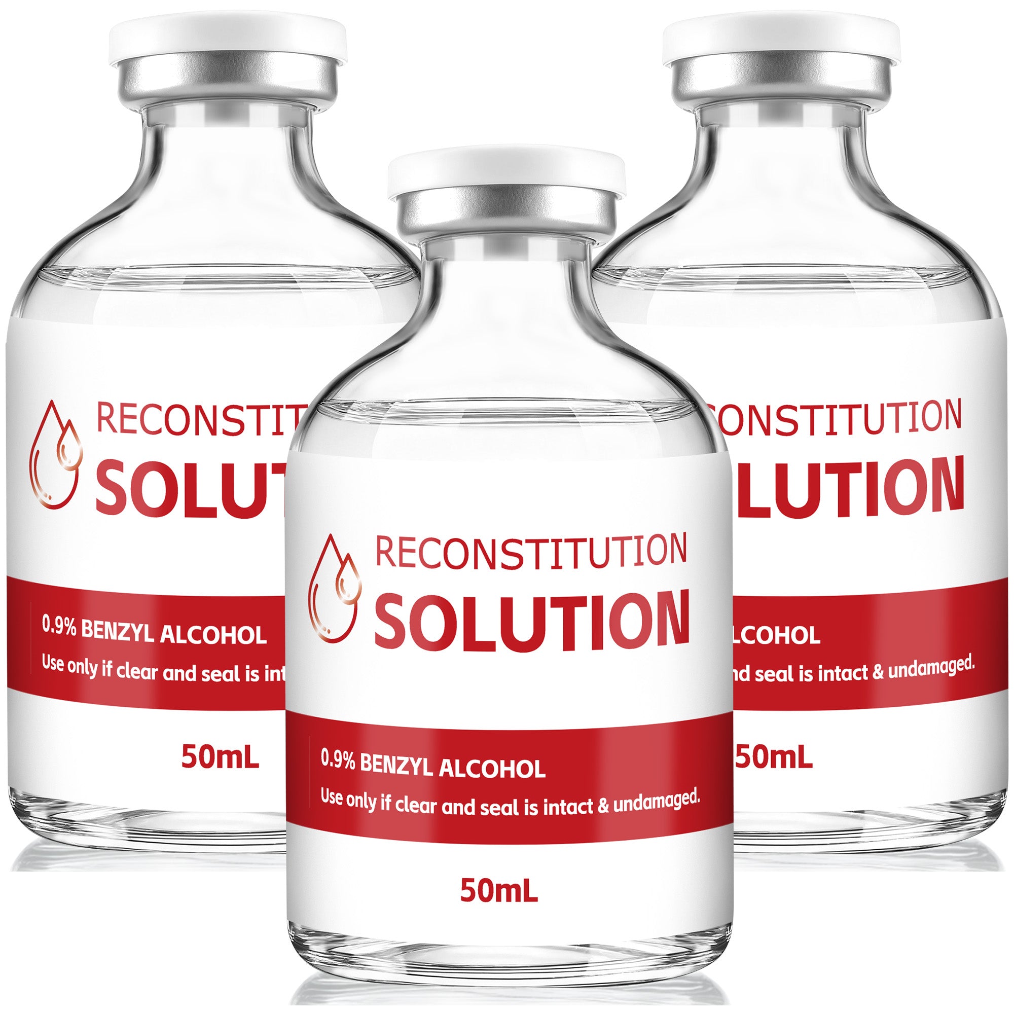 Reconstitution Solution 0.9% Benzyl Alcohol 50mL vials Red Packaging Pack of 3