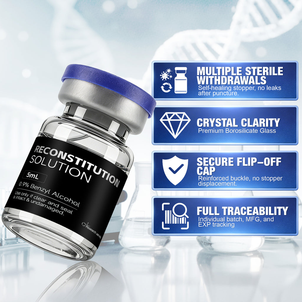 Reconstitution Solution 0.9% Benzyl Alcohol 5mL Vials Black Packaging Detail 1