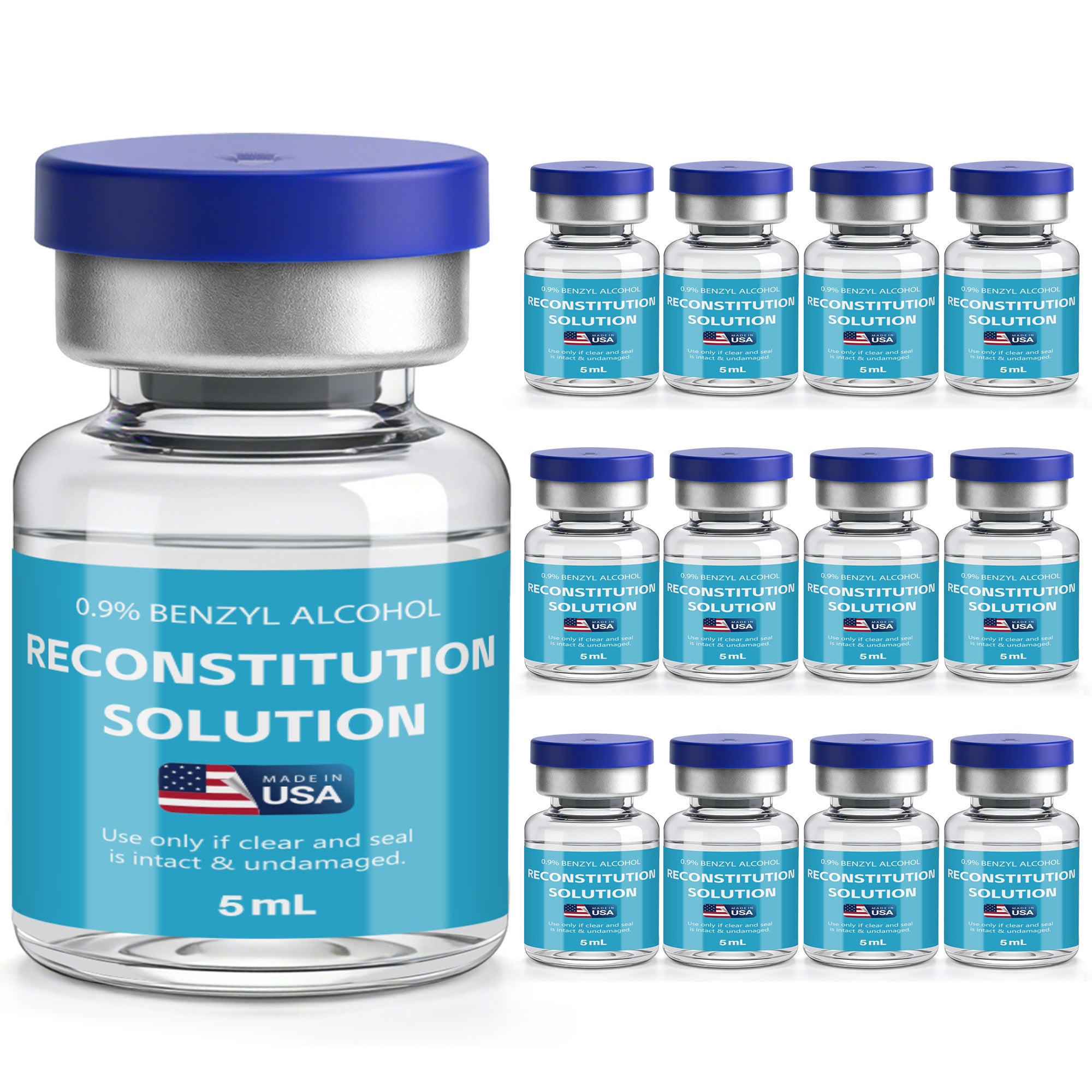 Reconstitution Solution 0.9% Benzyl Alcohol 5mL Vials Dark Blue Packaging Pack of 12