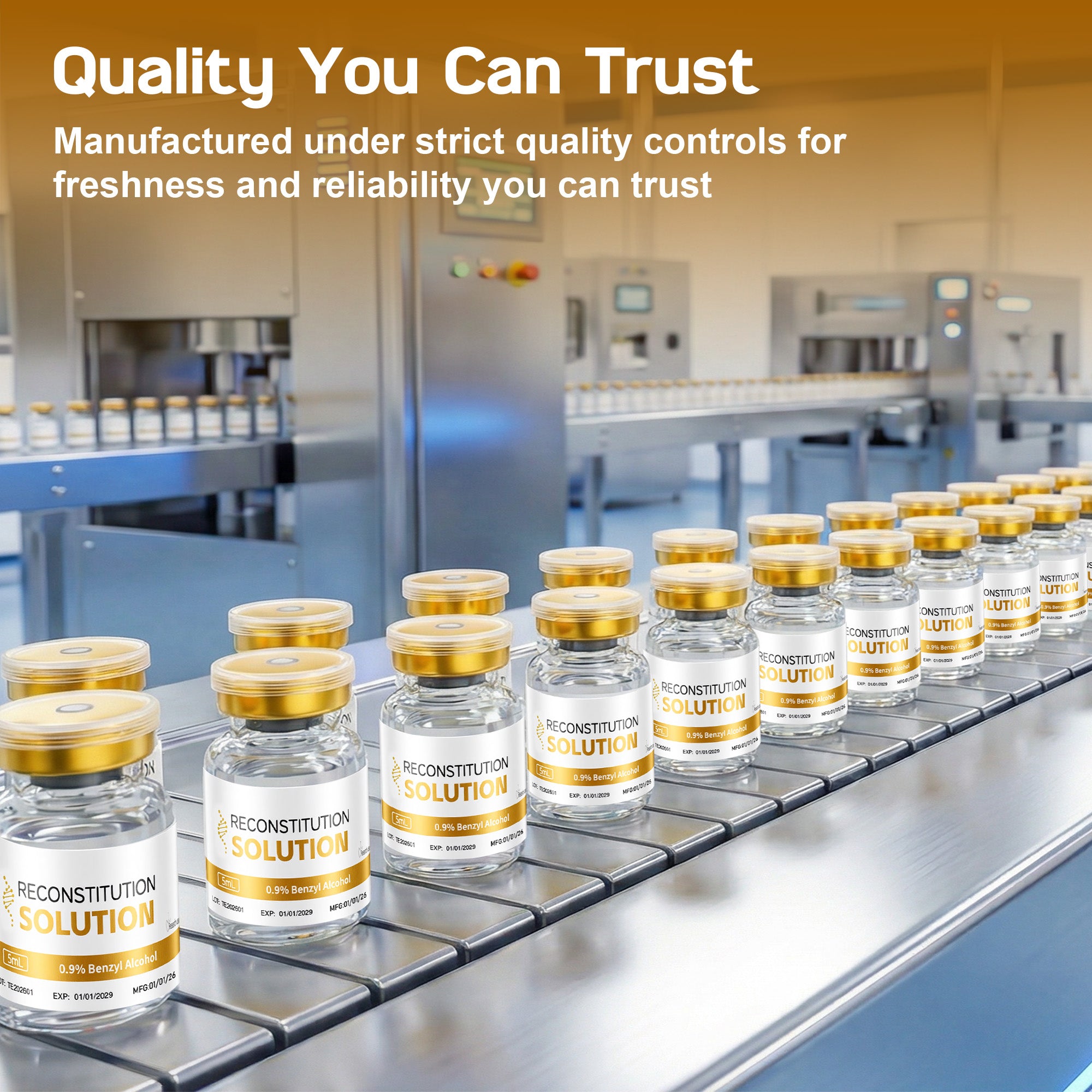 Reconstitution Solution 0.9% Benzyl Alcohol 5mL Vials Golden Packaging Detail 3