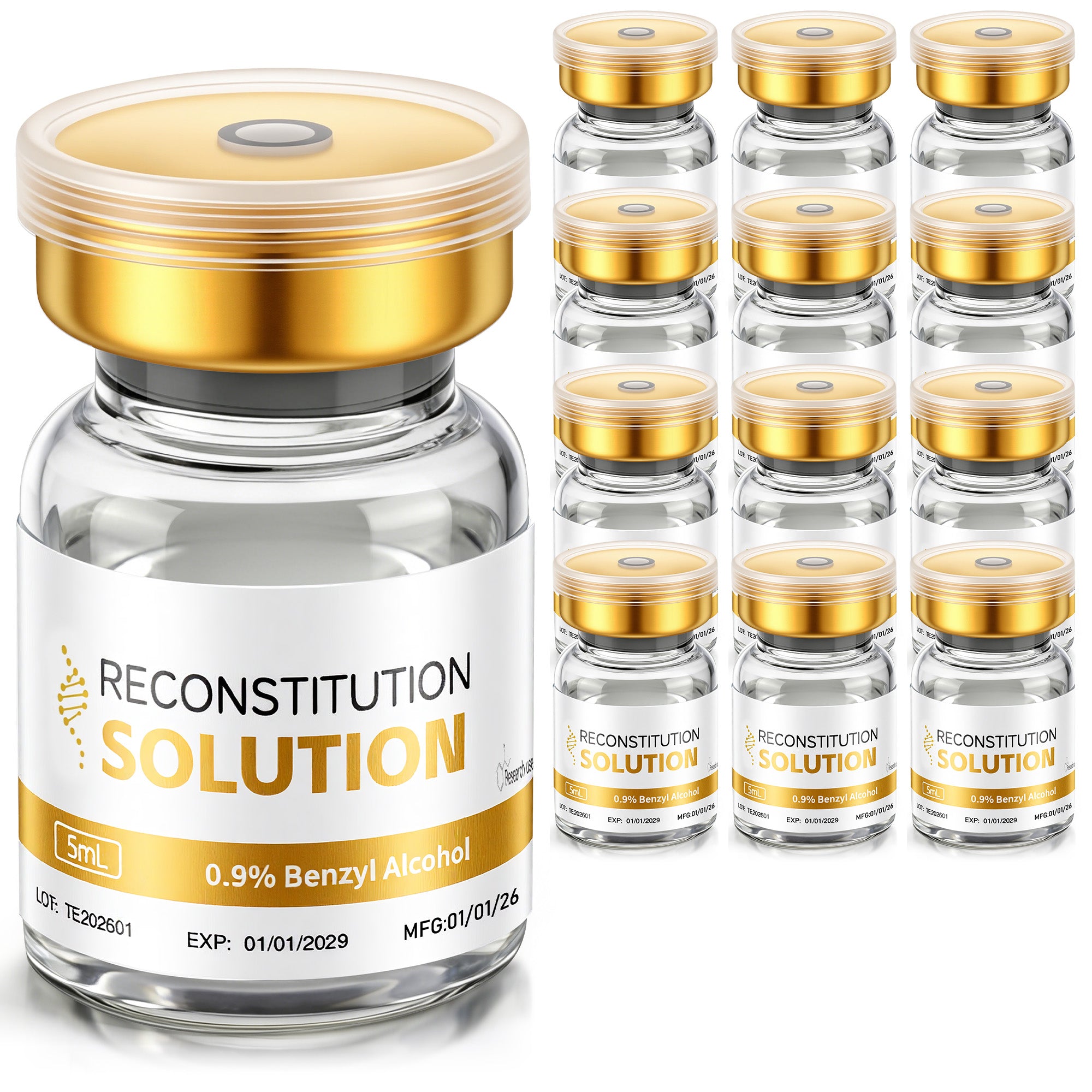 Reconstitution Solution 0.9% Benzyl Alcohol 5mL Vials Golden Packaging Pack of 12