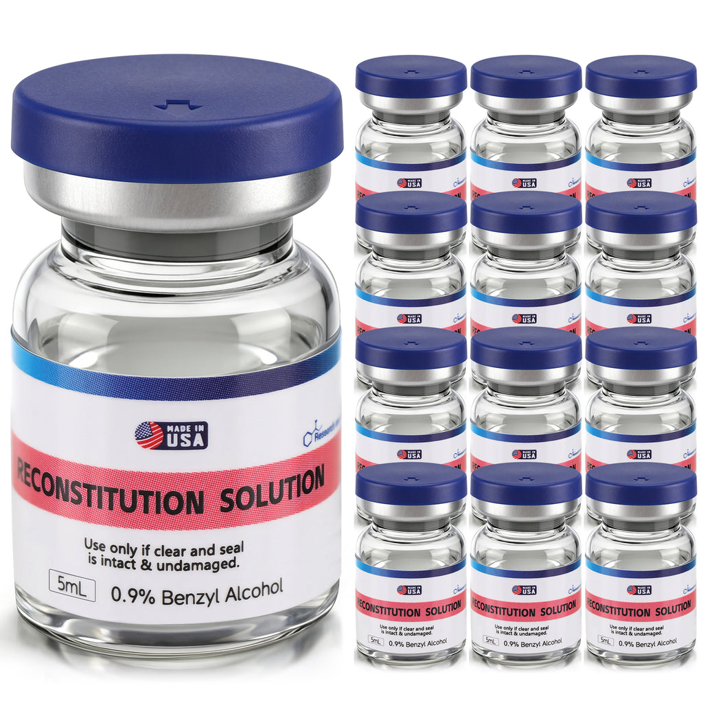 Reconstitution Solution 0.9% Benzyl Alcohol 5mL Vials Navy Blue Packaging With Blue Lid Pack of 12