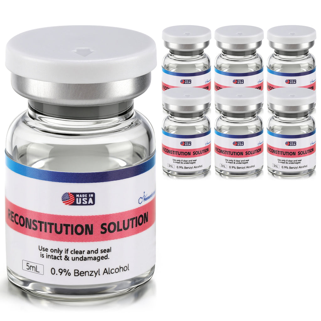 Reconstitution Solution 0.9% Benzyl Alcohol 5mL Vials Navy Blue Packaging With White Lid Pack of 6
